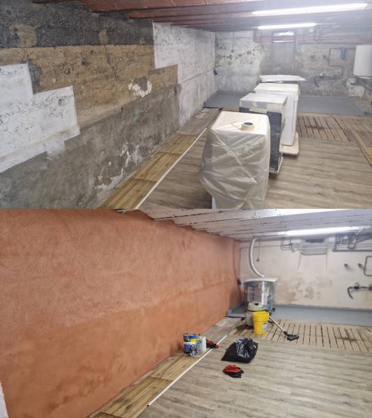 Réfection d'enduits dans une cave à Oullins pierre benite près de Lyon